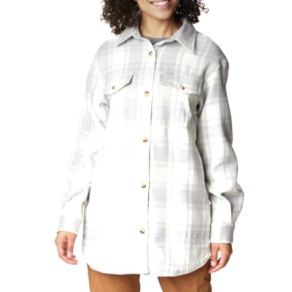 Columbia Calico Basin Gray Plaid Shirt Jacket, Unisex Large
